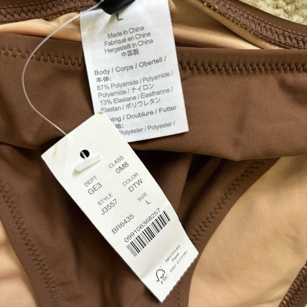 NWT J.‎ Crew Heritage 1989 high-leg bikini bottom Brown Size Large Mocha Beach